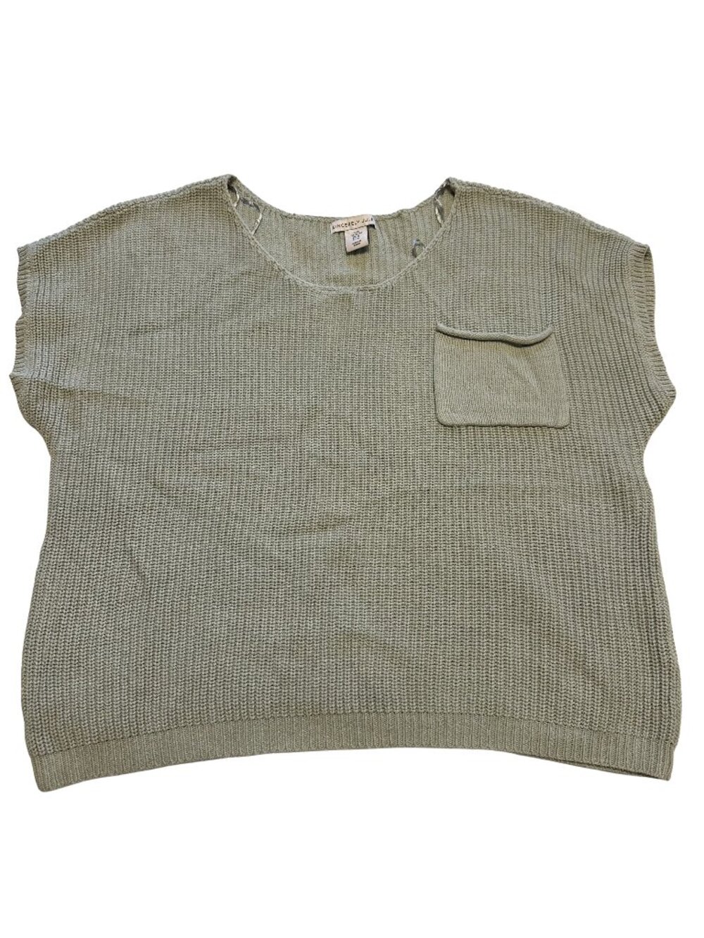 Sincerely Jules | Womens Knit Light Green Short Sleeve Top Sz XL